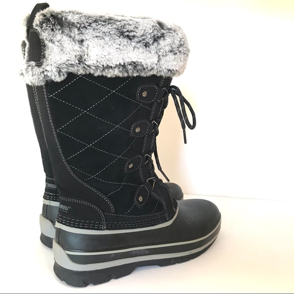 Khombu Black Lace Up Winter Boots (9M) - Picture 5 of 10